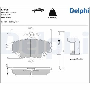 Set placute frana DELPHI LP885 – PEOUGET | AutoRival