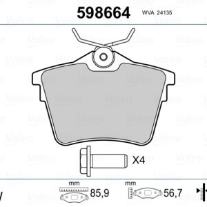 Set placute frana VALEO 598664