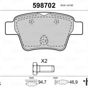 Set placute frana VALEO 598702 – PEOUGET | AutoRival