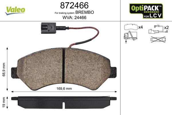 Set placute frana VALEO 872466