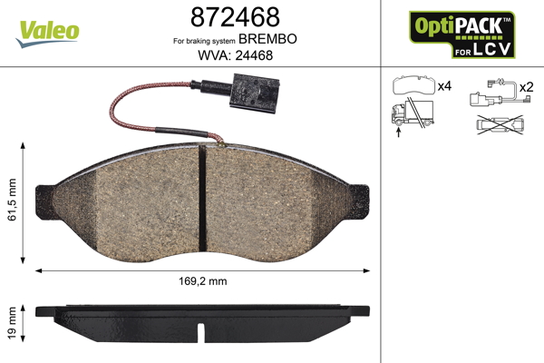 Set placute frana VALEO 872468 – PEOUGET | AutoRival