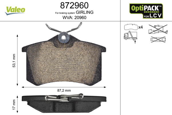 Set placute frana VALEO 872960