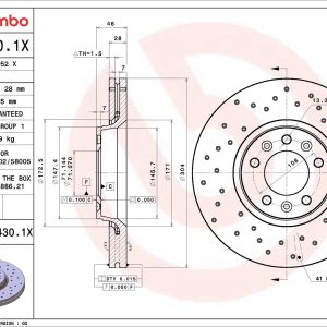 Disc frana BREMBO 09.A430.1X – PEOUGET | AutoRival
