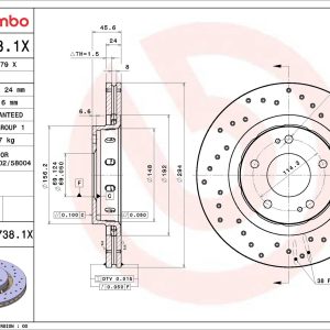 Disc frana BREMBO 09.A738.1X – PEOUGET | AutoRival