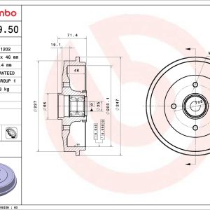 Tambur frana BREMBO 14.E309.50 – PEOUGET | AutoRival