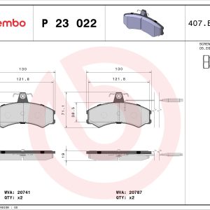Set placute frana BREMBO P 23 022 – PEOUGET | AutoRival
