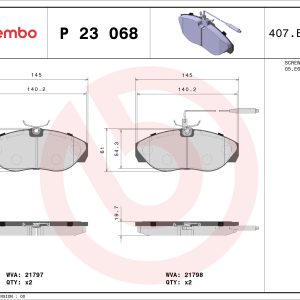 Set placute frana BREMBO P 23 068 – PEOUGET | AutoRival