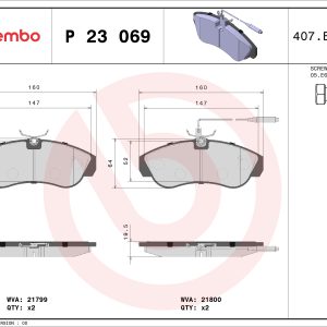 Set placute frana BREMBO P 23 069 – PEOUGET | AutoRival