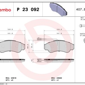Set placute frana BREMBO P 23 092 – PEOUGET | AutoRival