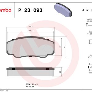 Set placute frana BREMBO P 23 093 – PEOUGET | AutoRival