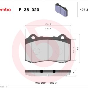 Set placute frana BREMBO P 36 020 – PEOUGET | AutoRival