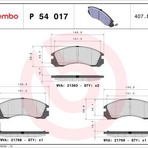 Set placute frana BREMBO P 54 017X – PEOUGET | AutoRival