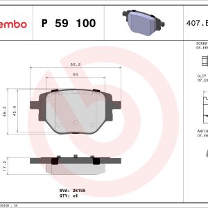 Set placute frana BREMBO P 59 100 – PEOUGET | AutoRival