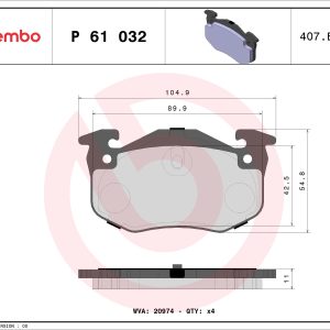 Set placute frana BREMBO P 61 032 – PEOUGET | AutoRival