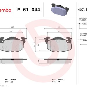 Set placute frana BREMBO P 61 044 – PEOUGET | AutoRival