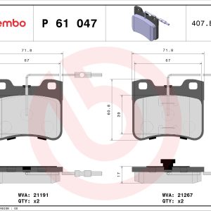 Set placute frana BREMBO P 61 047 – PEOUGET | AutoRival