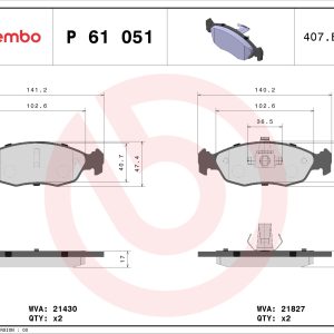 Set placute frana BREMBO P 61 051 – PEOUGET | AutoRival