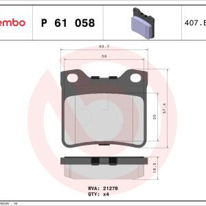 Set placute frana BREMBO P 61 058 – PEOUGET | AutoRival