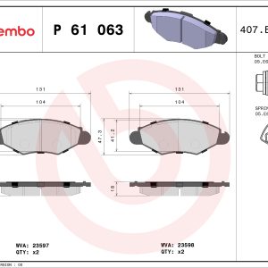 Set placute frana BREMBO P 61 063 – PEOUGET | AutoRival