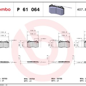 Set placute frana BREMBO P 61 064 – PEOUGET | AutoRival