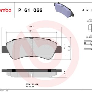 Set placute frana BREMBO P 61 066X – PEOUGET | AutoRival
