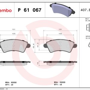 Set placute frana BREMBO P 61 067 – PEOUGET | AutoRival