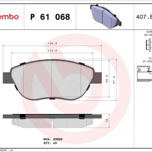 Set placute frana BREMBO P 61 068X – PEOUGET | AutoRival