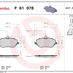 Set placute frana BREMBO P 61 078 – PEOUGET | AutoRival