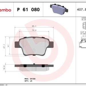 Set placute frana BREMBO P 61 080 – PEOUGET | AutoRival