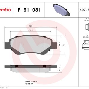 Set placute frana BREMBO P 61 081 – PEOUGET | AutoRival