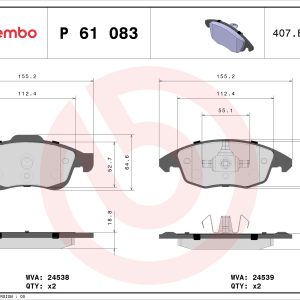 Set placute frana BREMBO P 61 083 – PEOUGET | AutoRival