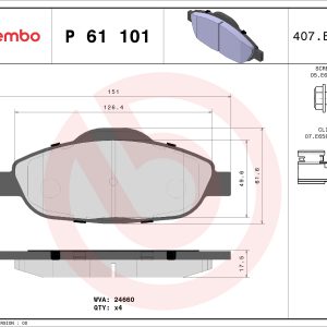 Set placute frana BREMBO P 61 101 – PEOUGET | AutoRival