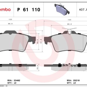 Set placute frana BREMBO P 61 110 – PEOUGET | AutoRival