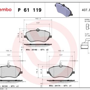 Set placute frana BREMBO P 61 119 – PEOUGET | AutoRival