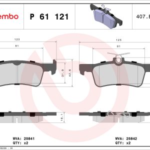 Set placute frana BREMBO P 61 121 – PEOUGET | AutoRival