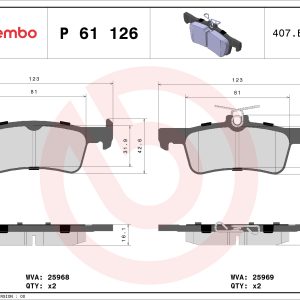 Set placute frana BREMBO P 61 126 – PEOUGET | AutoRival