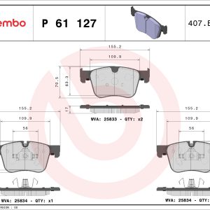 Set placute frana BREMBO P 61 127X – PEOUGET | AutoRival