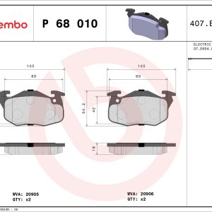 Set placute frana BREMBO P 68 010 – PEOUGET | AutoRival