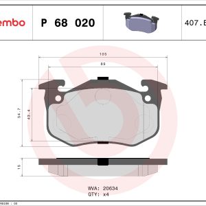 Set placute frana BREMBO P 68 020 – PEOUGET | AutoRival