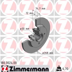 Disc frana ZIMMERMANN 180.3024.00 – PEOUGET | AutoRival
