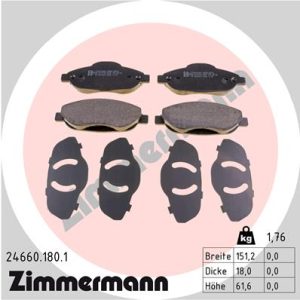 Set placute frana ZIMMERMANN 24660.180.1 – PEOUGET | AutoRival