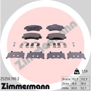 Set placute frana ZIMMERMANN 25250.190.2 – PEOUGET | AutoRival