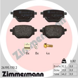 Set placute frana ZIMMERMANN 26195.170.2 – PEOUGET | AutoRival