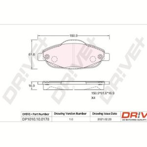 Set placute frana DRIVE DP1010.10.0178 – PEOUGET | AutoRival