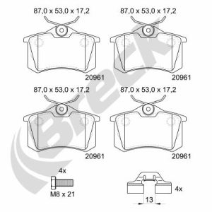 Set placute frana BRECK 20961 10 704 00 – PEOUGET | AutoRival
