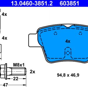 Set placute frana ATE 13.0460-3851.2 – PEOUGET | AutoRival