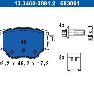 Set placute frana ATE 13.0460-3891.2 – PEOUGET | AutoRival