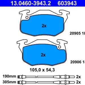Set placute frana ATE 13.0460-3943.2 – PEOUGET | AutoRival
