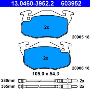 Set placute frana ATE 13.0460-3952.2 – PEOUGET | AutoRival
