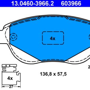 Set placute frana ATE 13.0460-3966.2 – PEOUGET | AutoRival